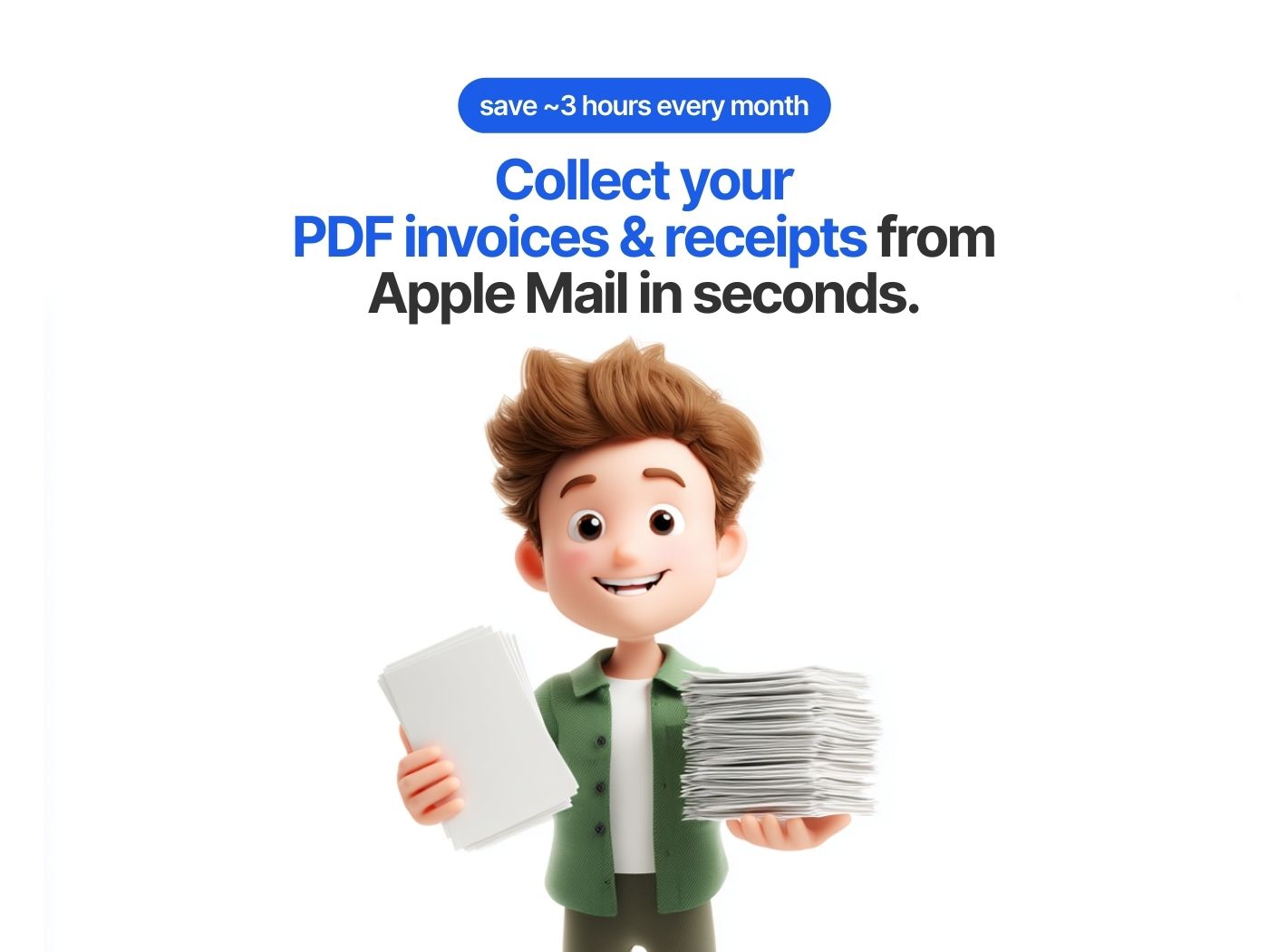 InvoiceGrab collects PDF invoices and receipts from Apple Mail in seconds